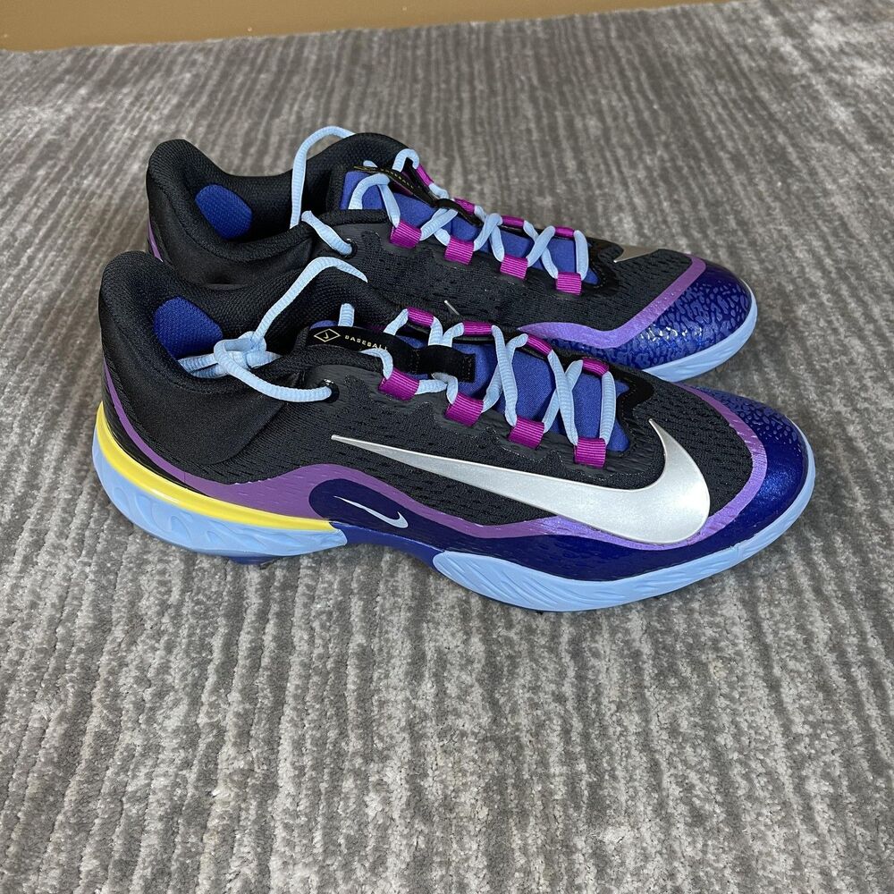 Nike Alpha Huarache Elite 4 Low NRG Mens 11 Black Purple Metal Spikes IB5322-500